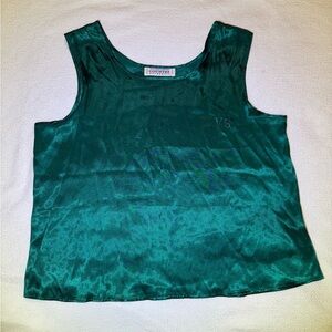 Vintage Victoria's Secret Forest Green Satin Women's Top